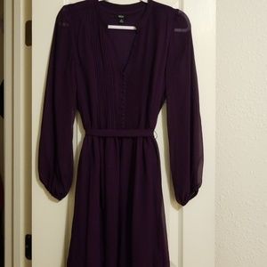 Sheer Sleeve Plum Dress